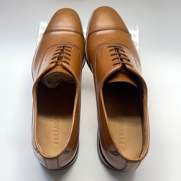 Salvatore Ferragamo Fermin Brown Leather Shoes Men Oxfords Shoes Size 10.5D - Picture 5 of 15